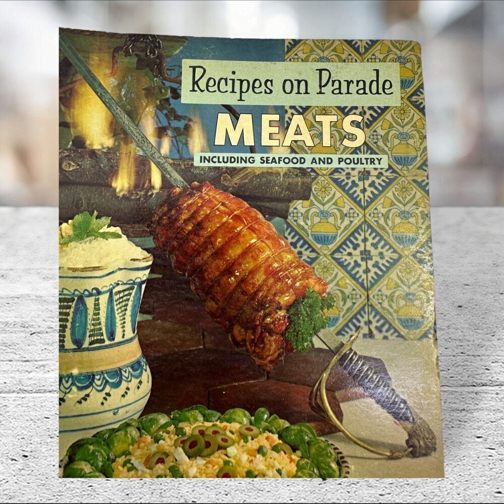 1964 Meats Cookbook Recipes On Parade LBJ Jackie Kennedy Military Officer Wives‎